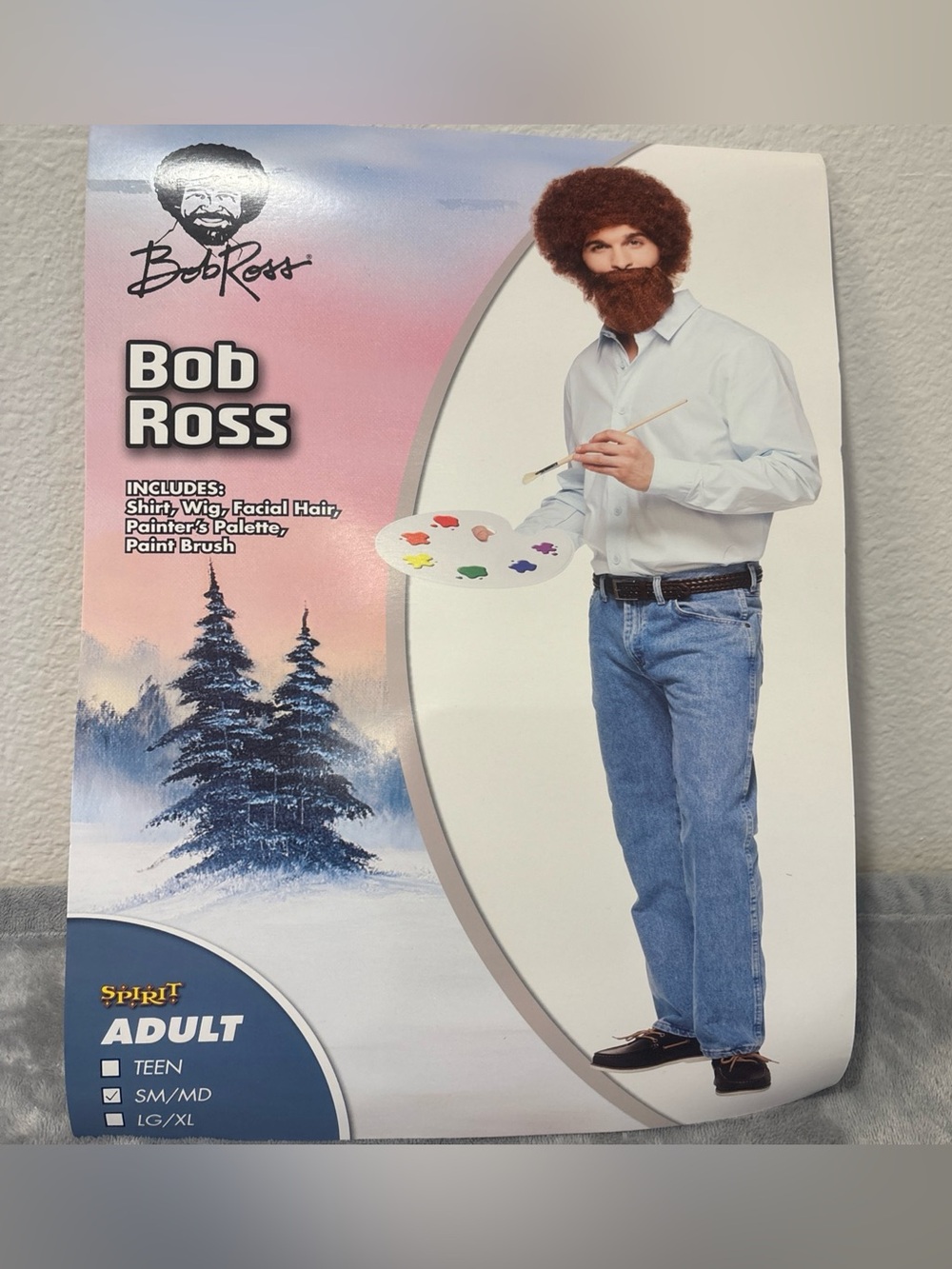 Spirit Halloween Bob Ross Costume Small Medium Curly Wig